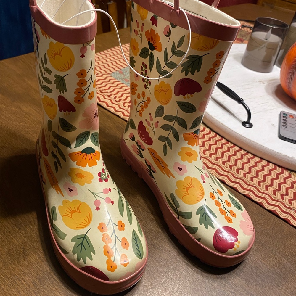 Floral Girls Cute Rain Boots
